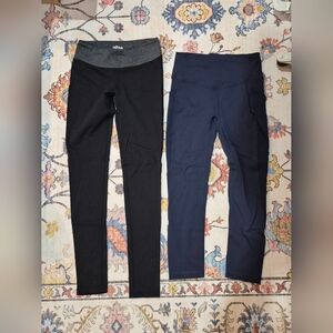 TNA And Lululemon Women's Black and Navy Active Leggings Duo